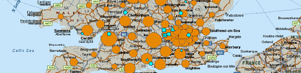 Eden Springs volume density map from water distribution logistics project